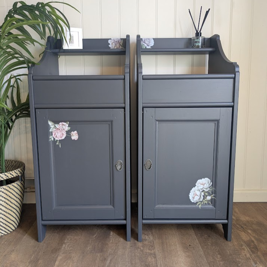 small blue storage cabinets