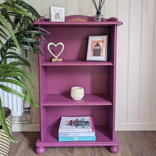 small purple bookcase