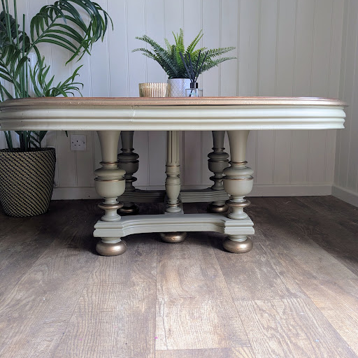 coffee table in green, gold and wood