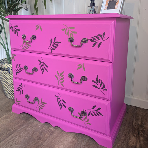 pink upcycled chest of drawers
