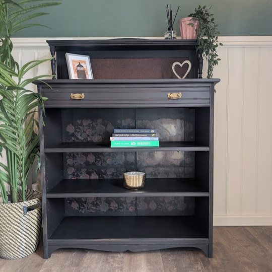 black floral bookcase