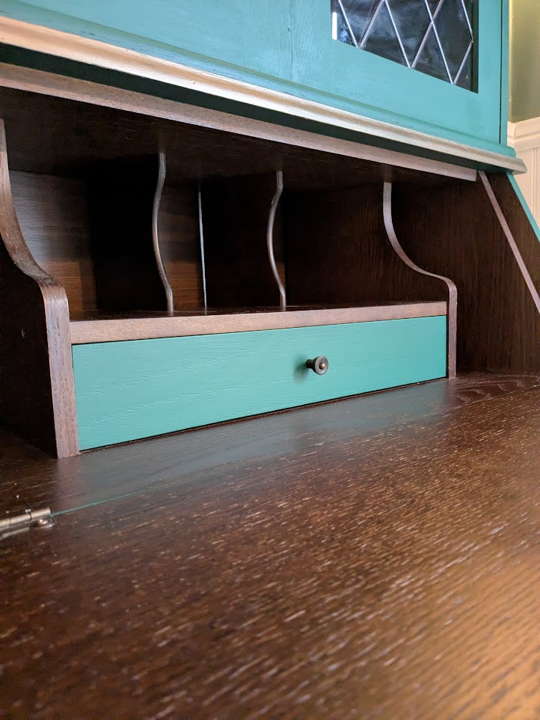 upcycled writing bureau in victory lane