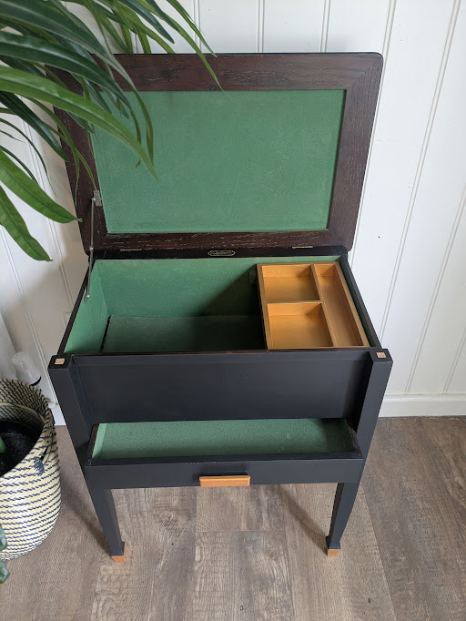 Vintage Chard sewing box table in black