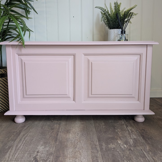 pink wooden toy box