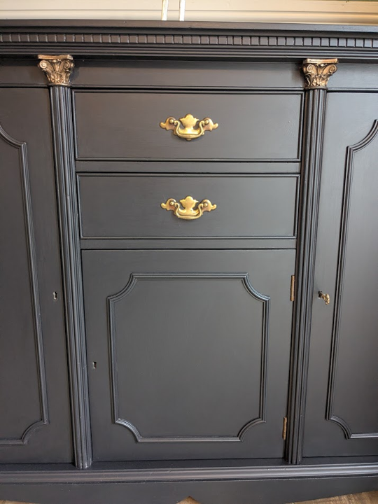 upcycled very dark navy sideboard