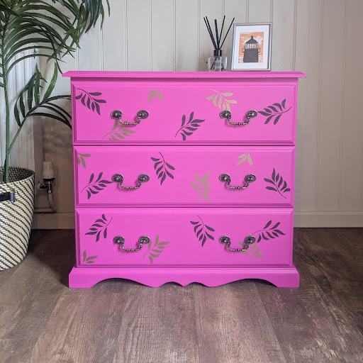 upcycled chest of drawers in pink