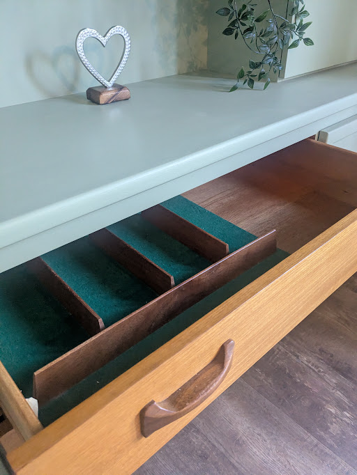 upcycled green and wood sideboard