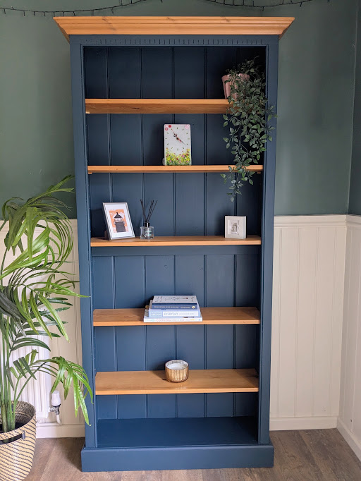 Large upcycled solid pine bookcase