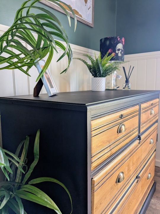 painted black storage cabinet