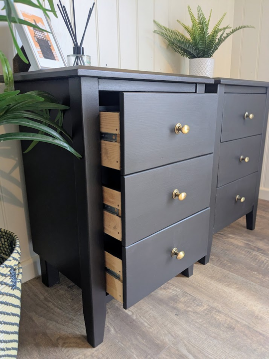 bedside cabinets with three drawers