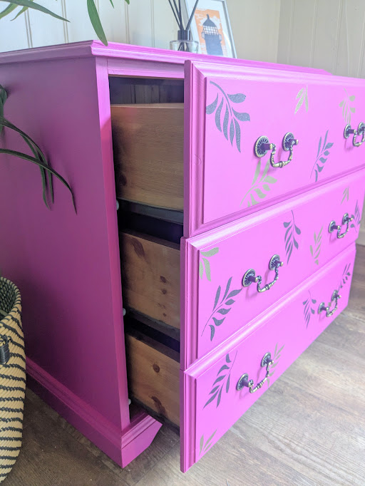 bright pink chest of drawers