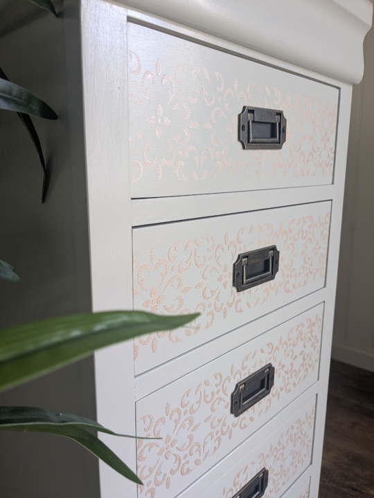 light grey 5 drawer slim chest of drawers