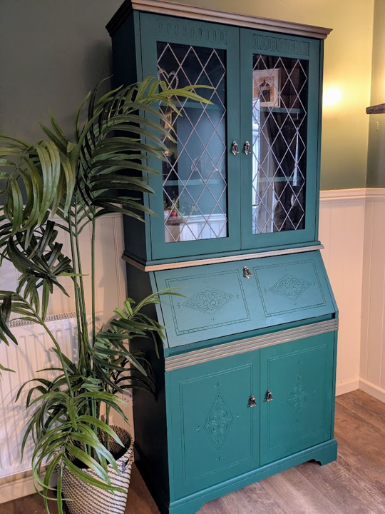 vintage green bureau bookcase