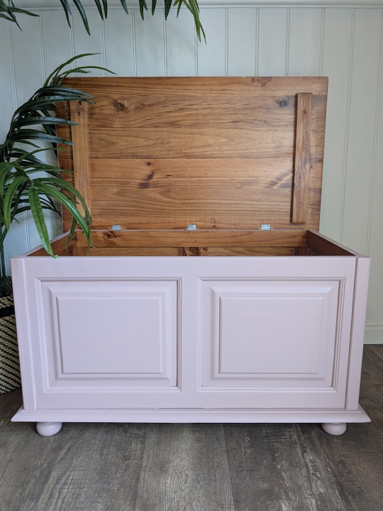 upcycled pine ottoman in pink