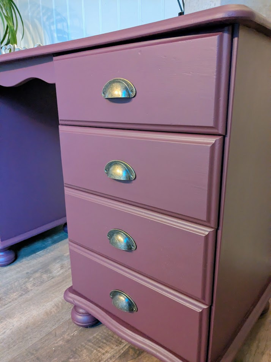 upcycled dressing table in purple