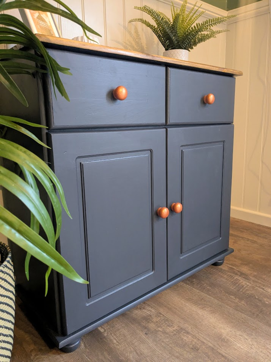 upcycled blue cupboard