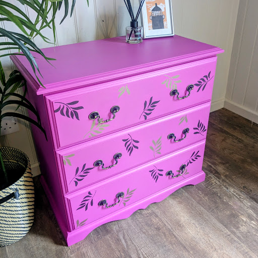 bright pink small chest of drawers