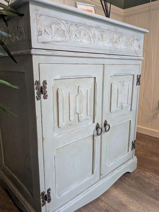 vintage shabby chic cabinet in blue grey