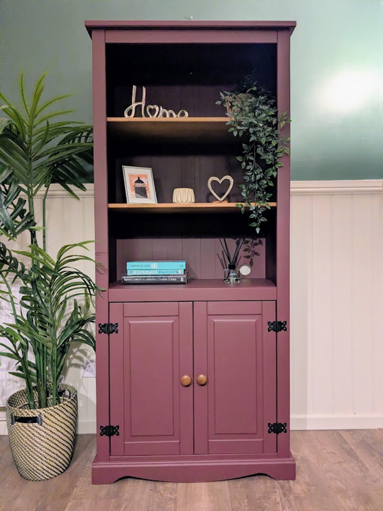Purple painted bookcase