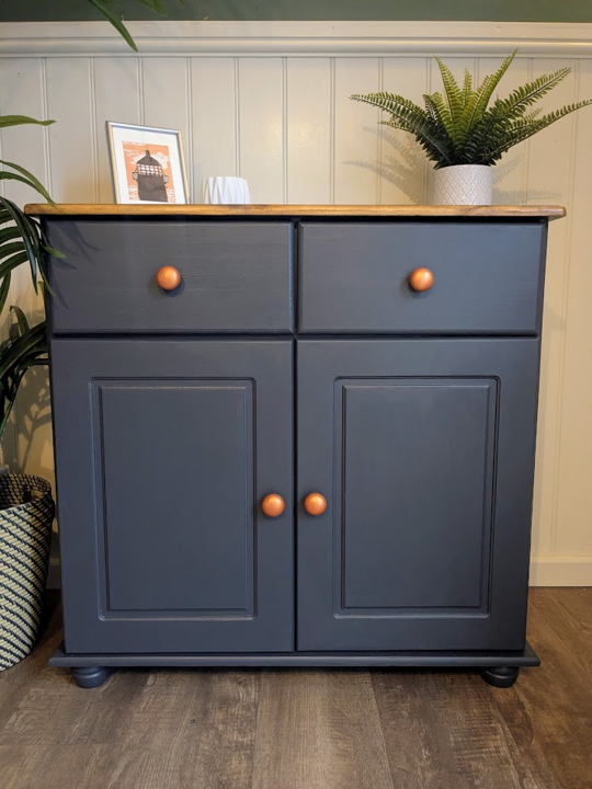 upcycled dark blue cupboard