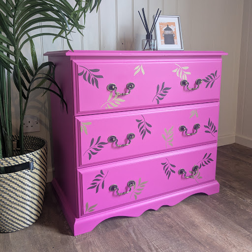 bright pink upcycled chest of drawers