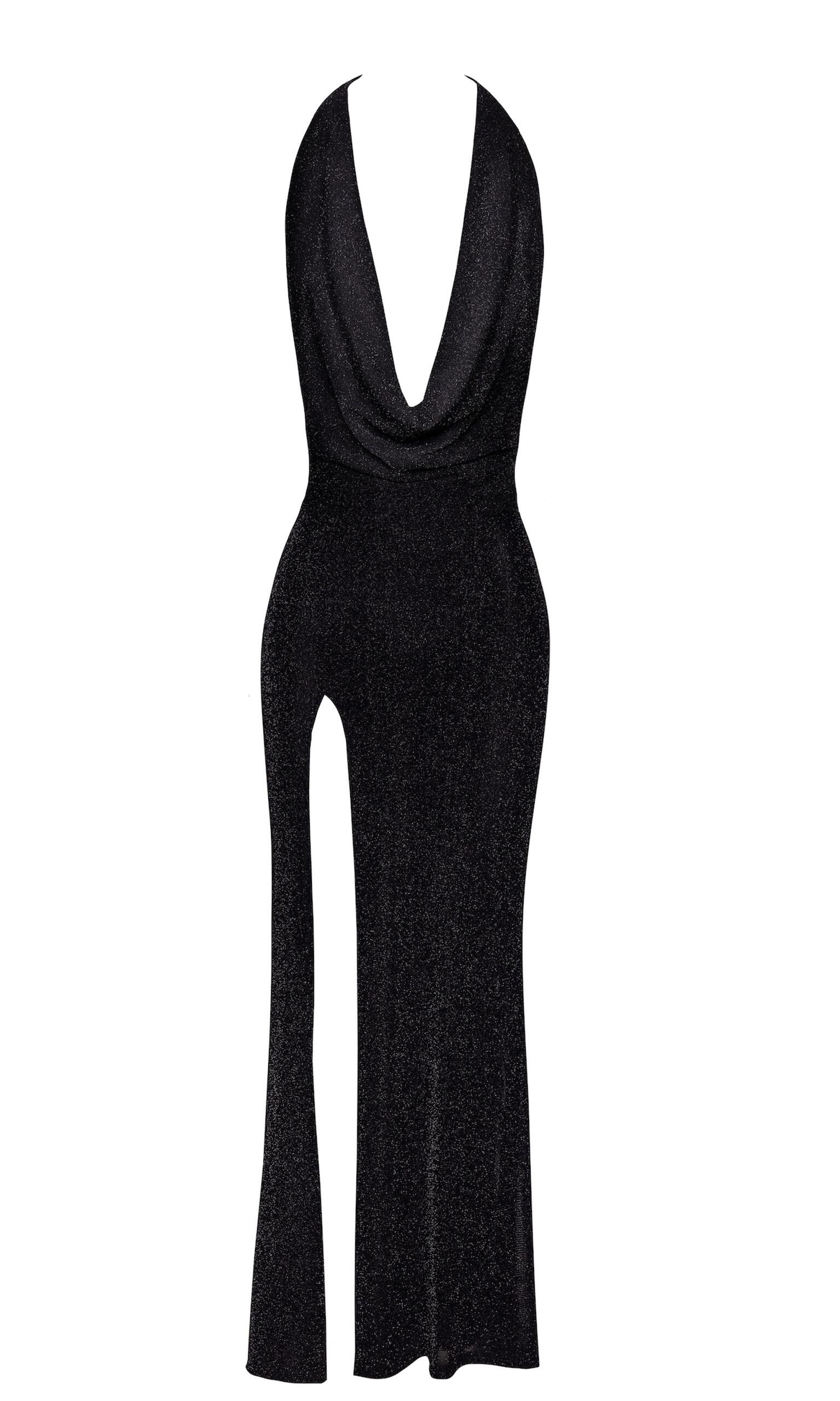 Onyx Single Slit Long Dress front