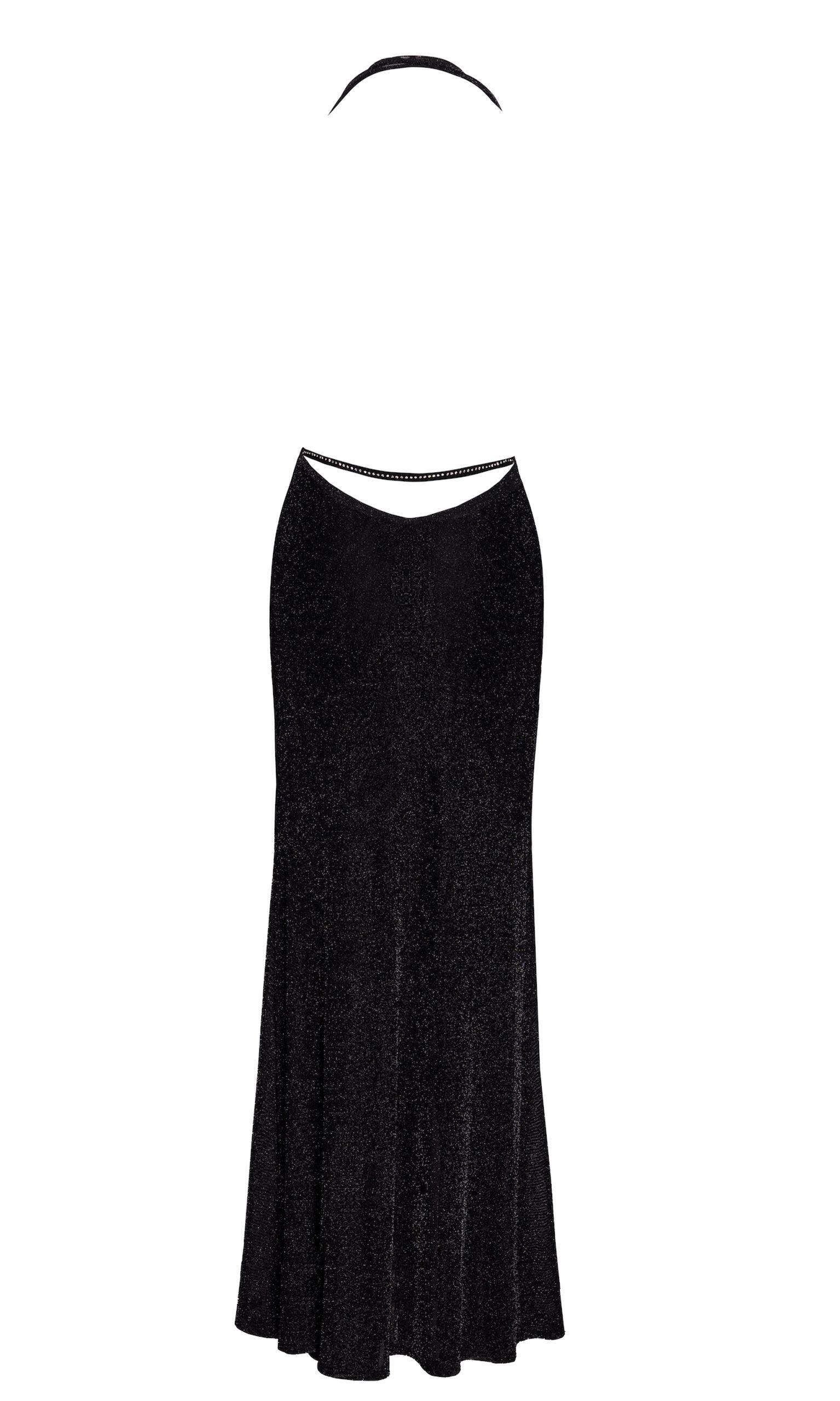Onyx Single Slit Long Dress rear