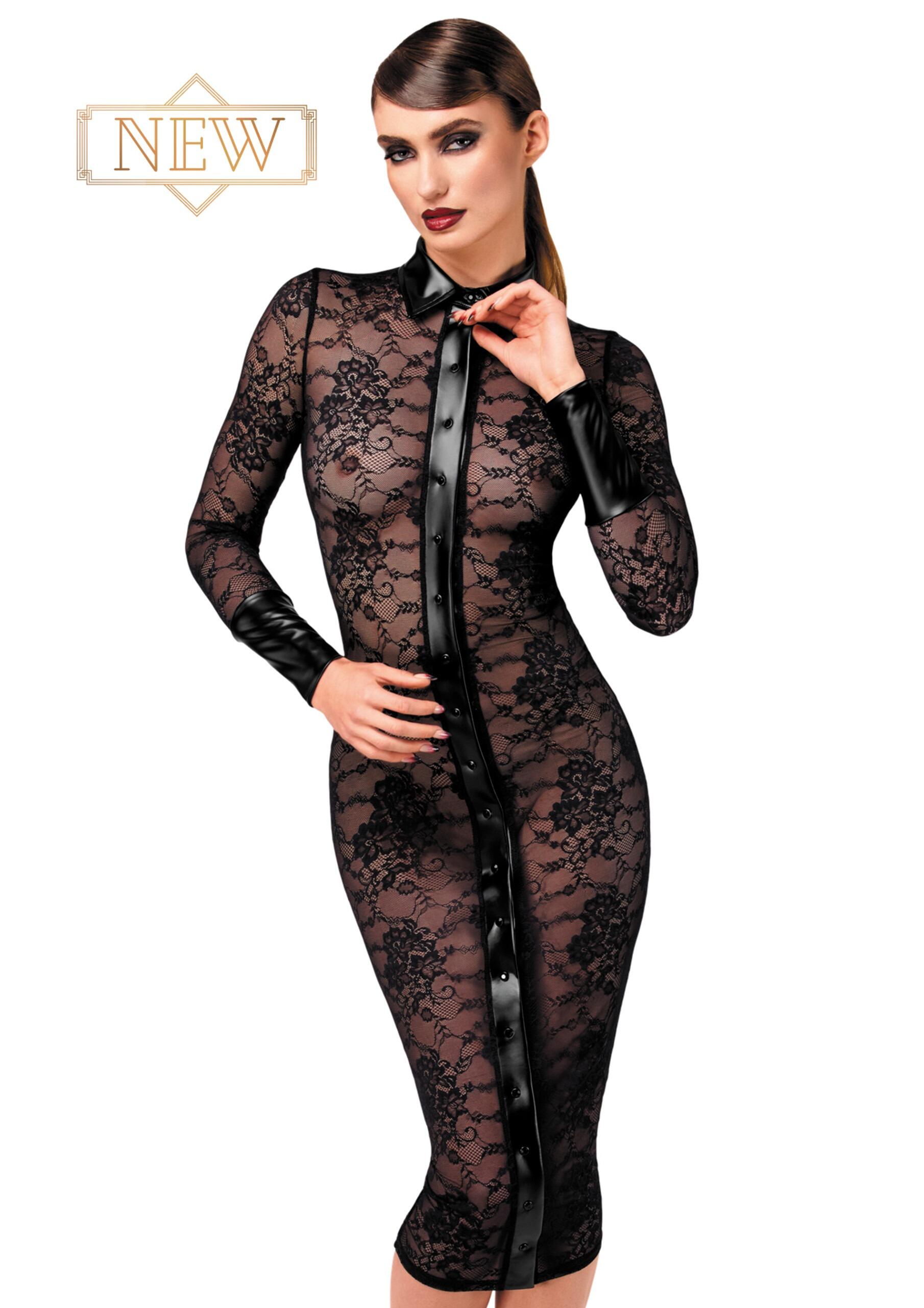 Noirelle Lace & wetlook Midi Dress