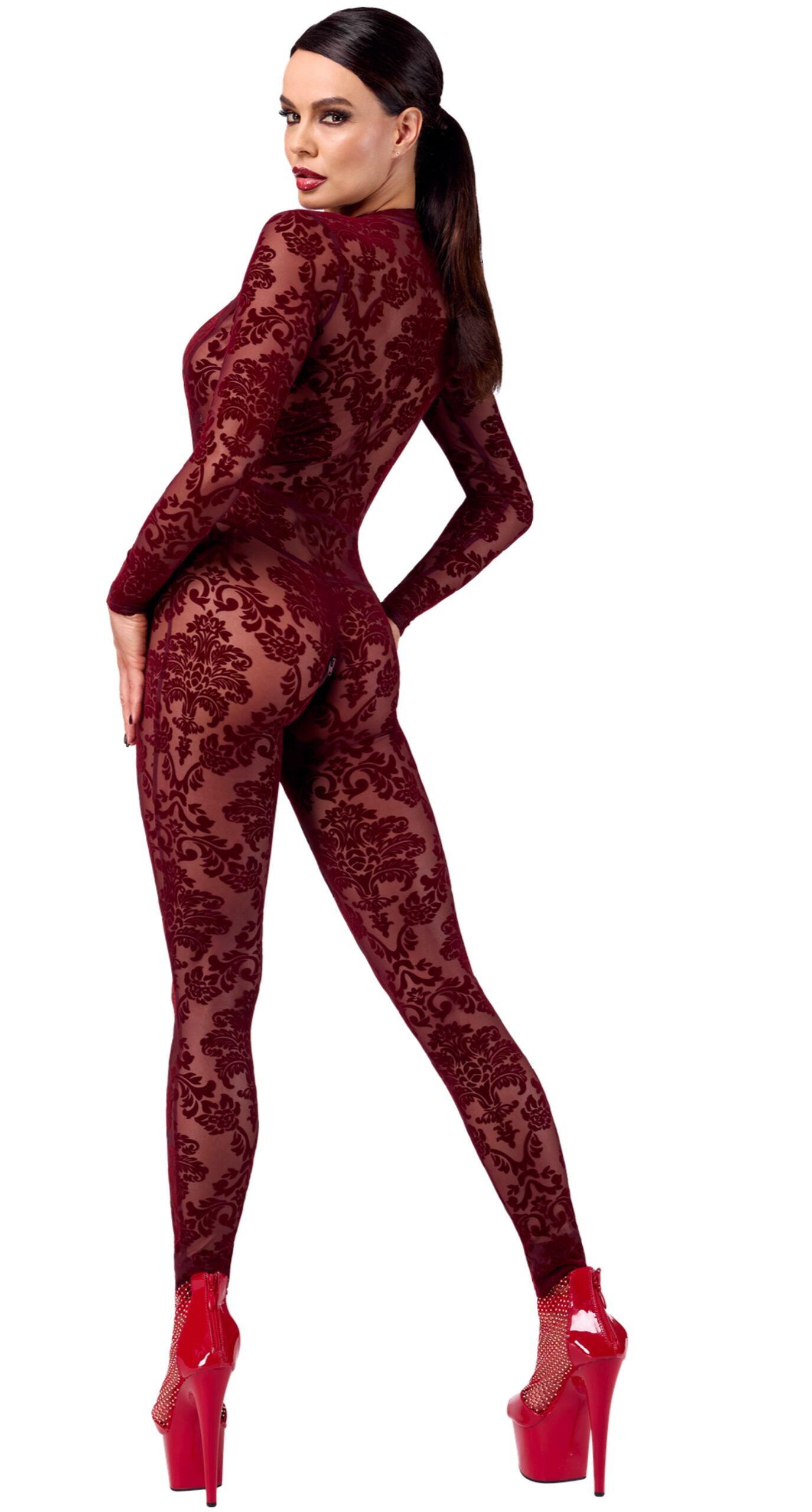 Kink Royal Burgundy Tulle Cat Suit rear