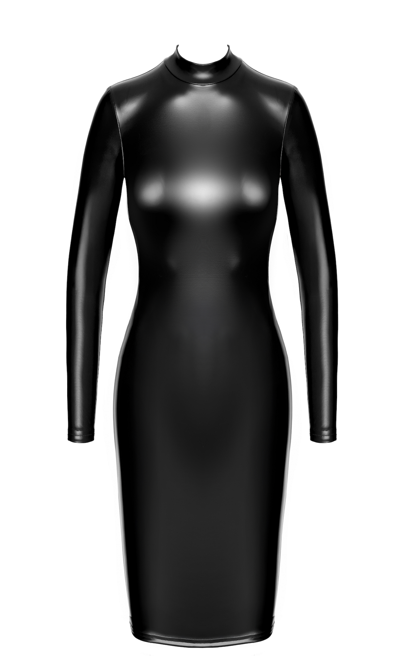 Luxuria Mesh & Wet Look Midi Dress front