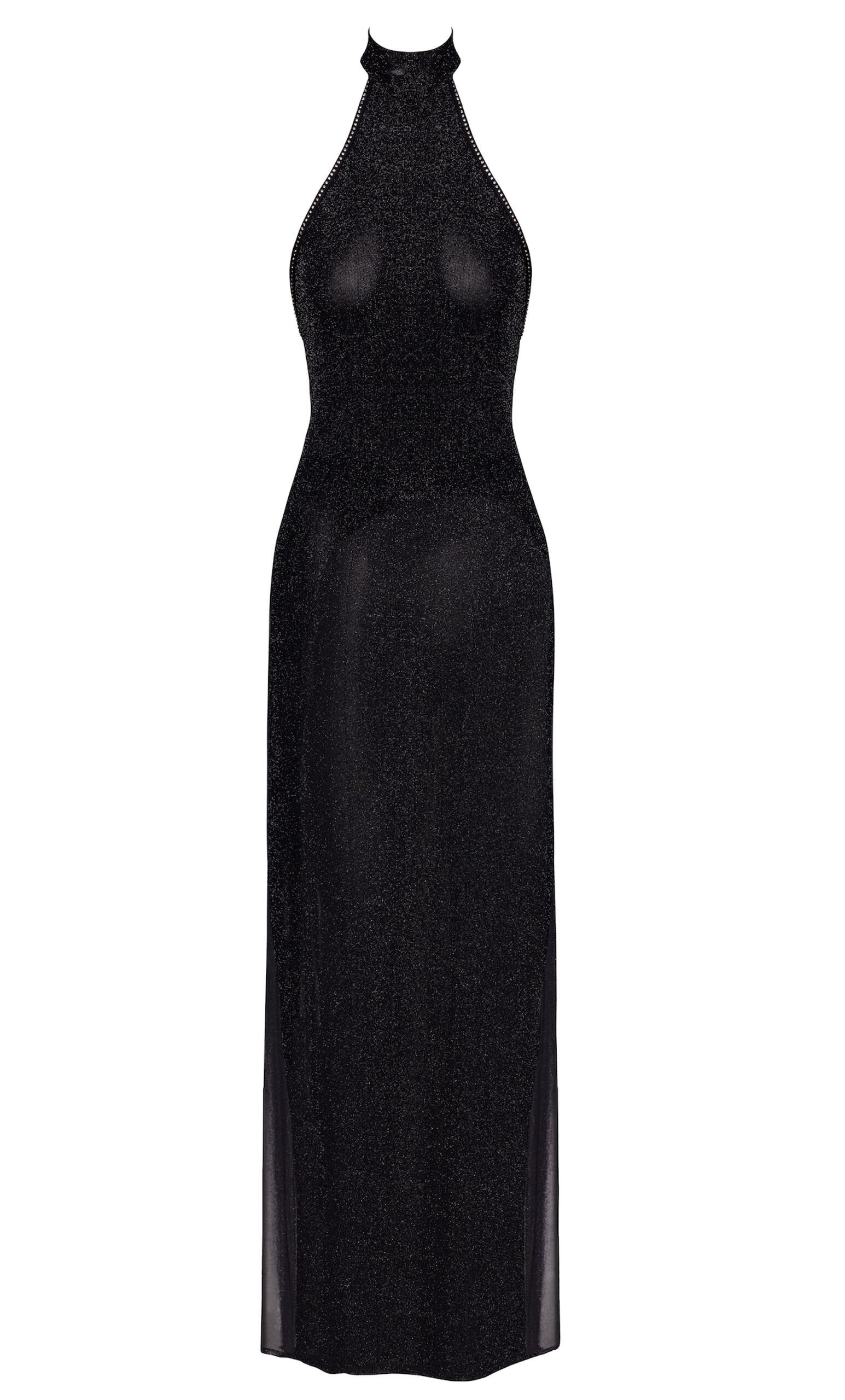 Onyx Twin Slit Long Dress front
