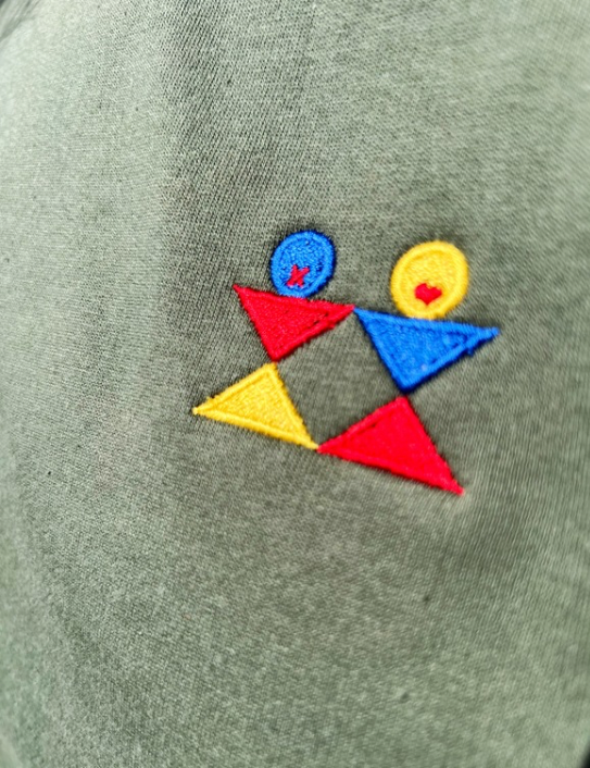 Close up of embroidered logo