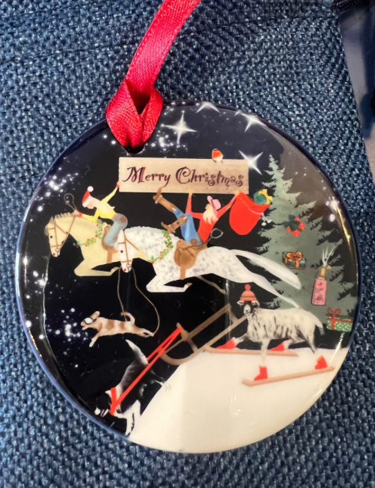 Riding Home for Christmas Ceramic Decoration