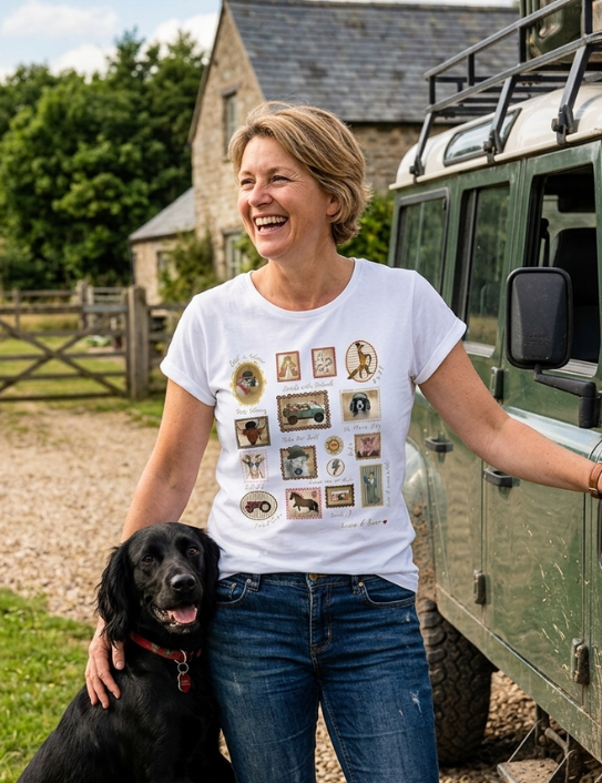 Woman wearing white Best in Show Tee