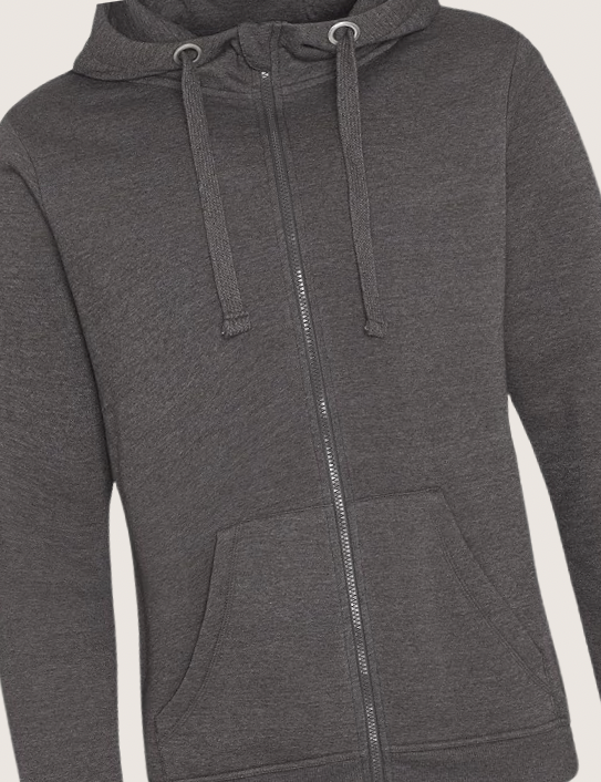 Plain charcoal front of Wild and Free Zip Hoodie