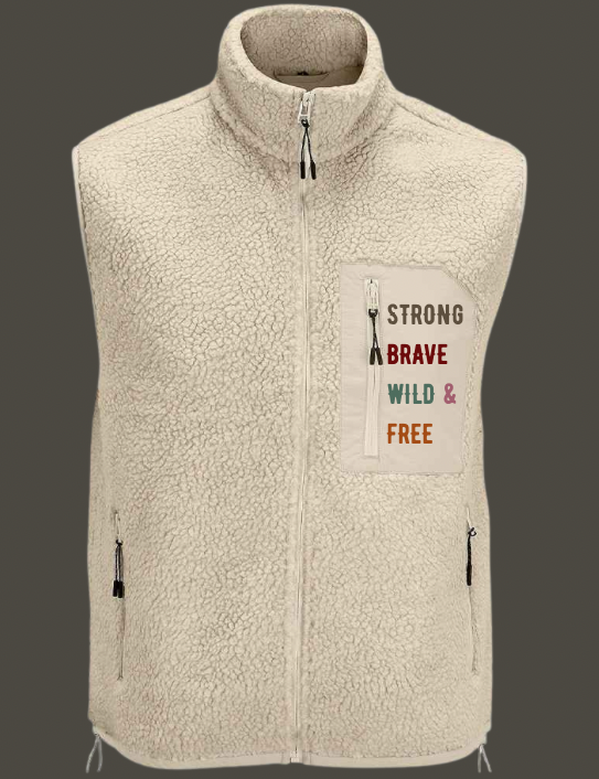 Close up of unisex Sherpa Gilet