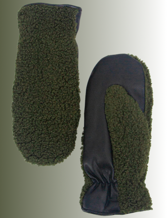 Khaki Sherpa mittens