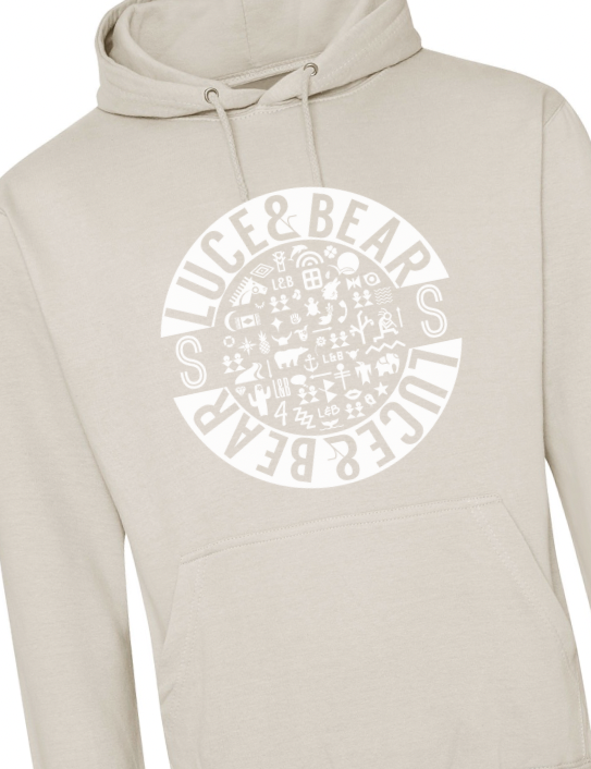 Close up of Unisex Healing Hoodie in stone