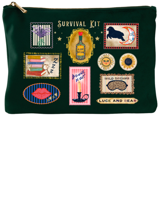 The Survival Kit dark green velvet pouch
