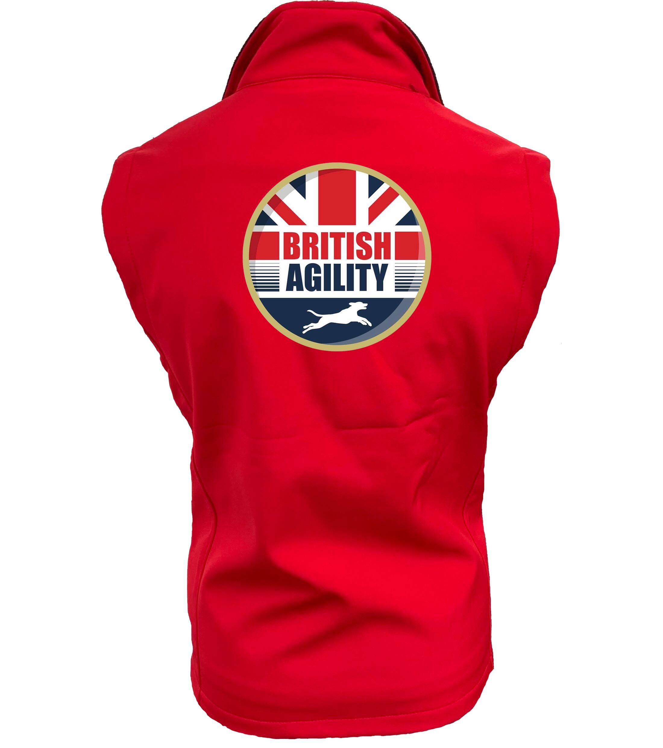 British Agility 2023 Soft Shell Gilet Red Black