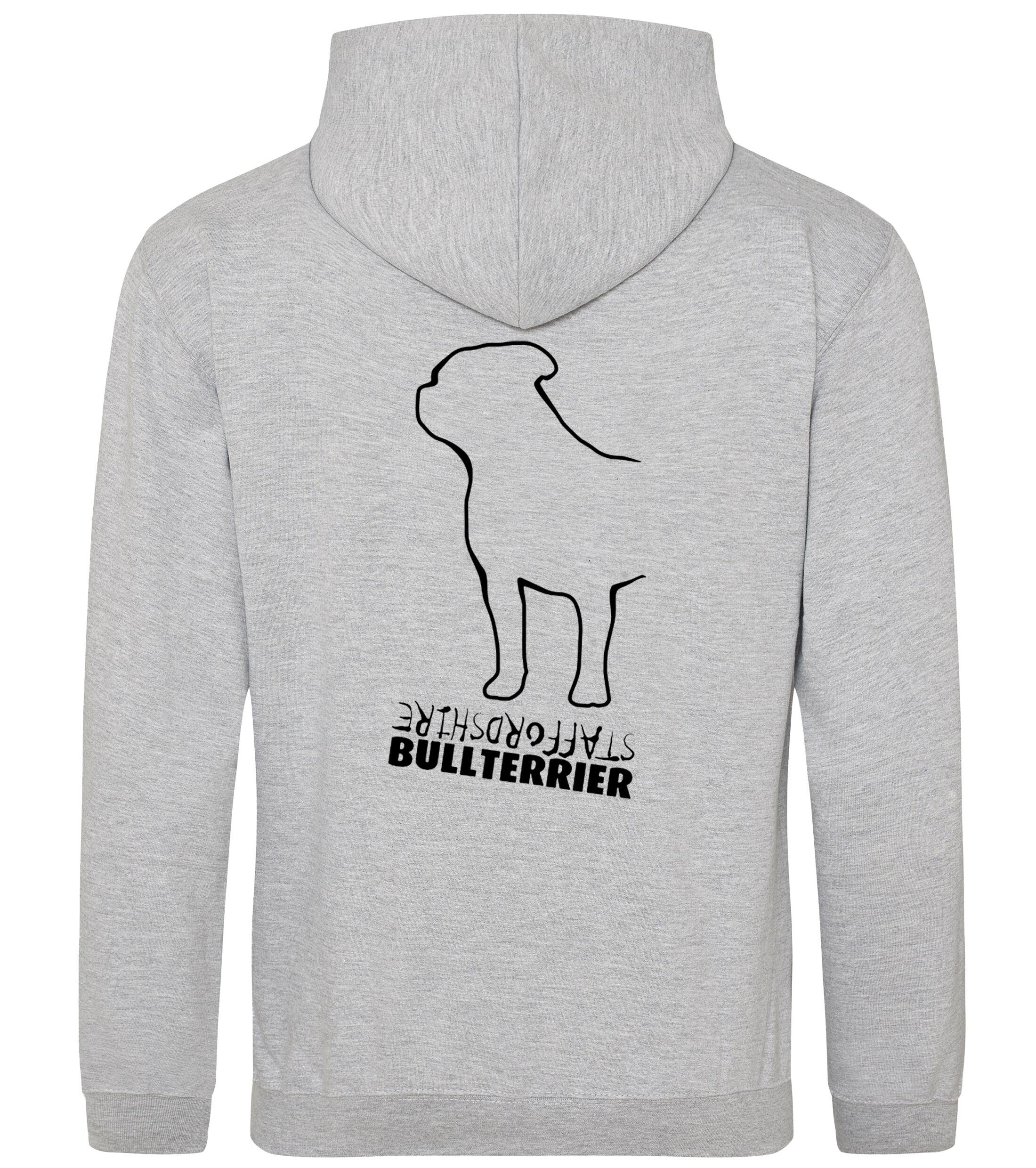 Unisex Staffordshire Bullterrier Pullover Hoodie Heather Grey (Black)