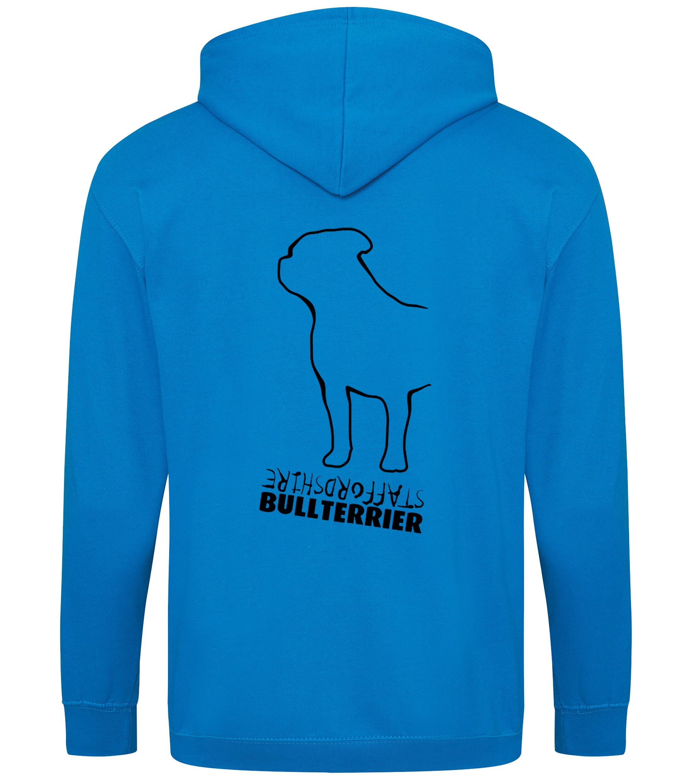Unisex Staffordshire Bullterrier Zipped Hoodie Sapphire Blue (Black)