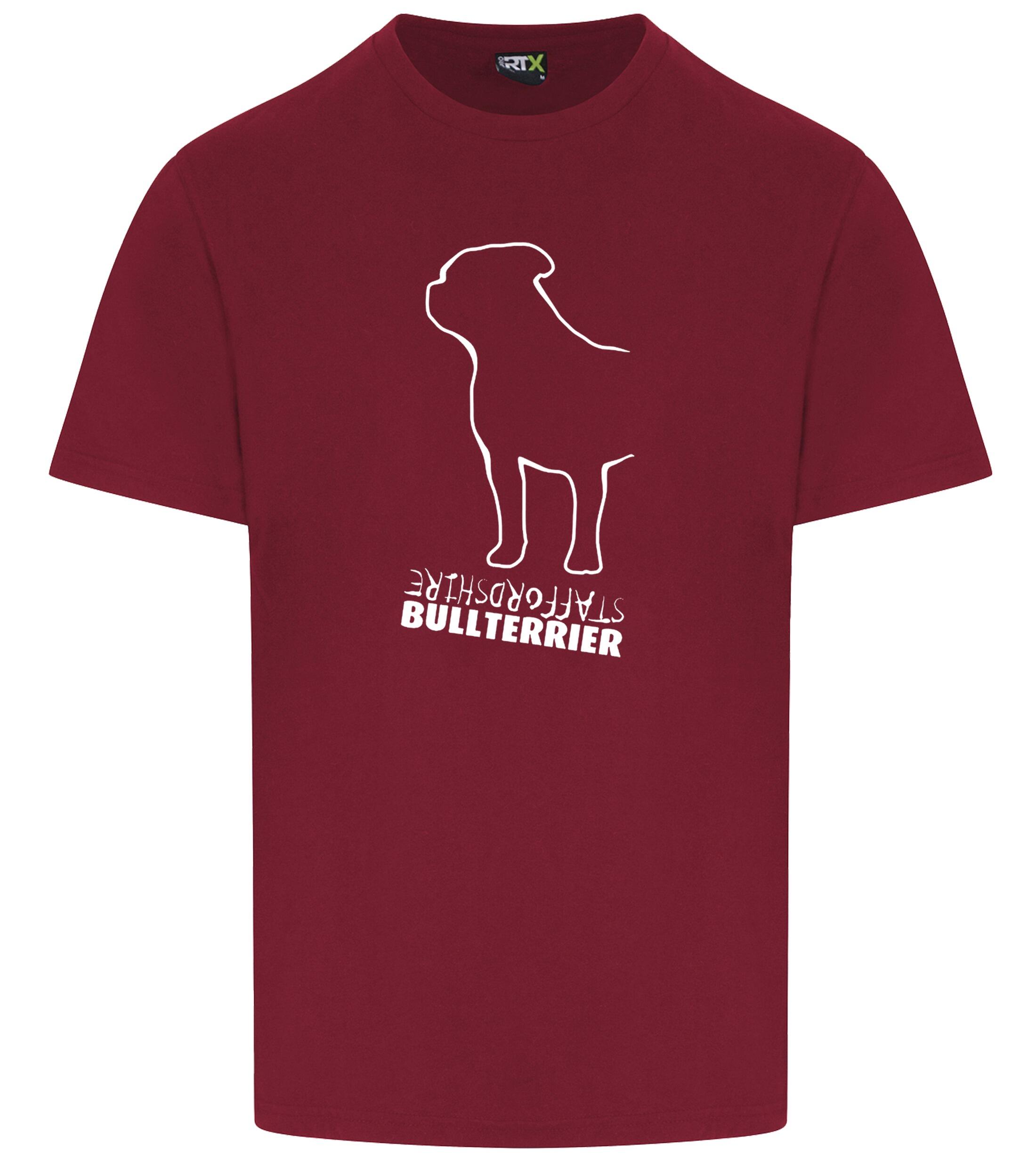Unisex Staffordshire Bullterrier T-Shirt Burgundy (White)