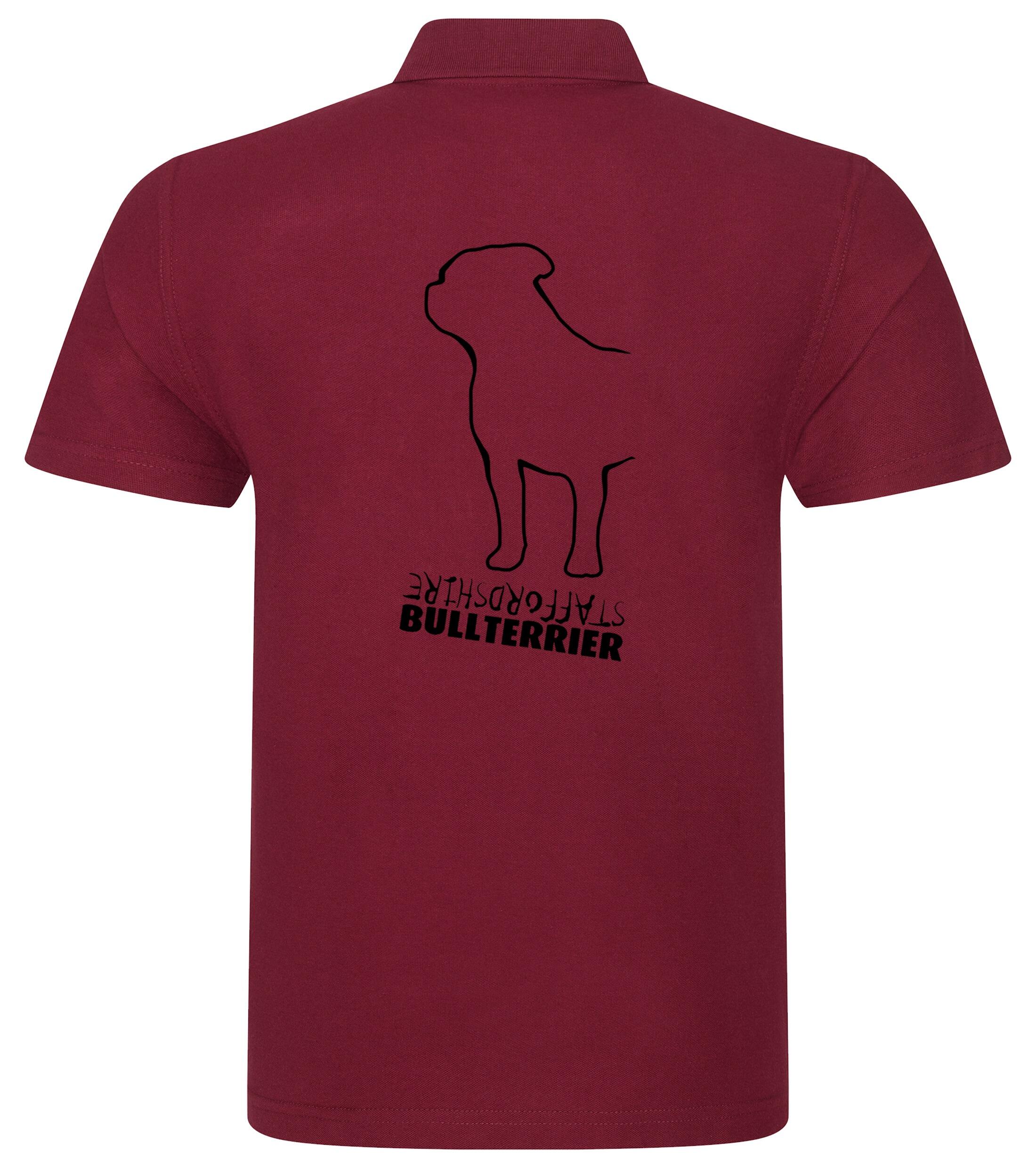 Unisex Staffordshire Bullterrier Polo Shirt Burgundy (Black)