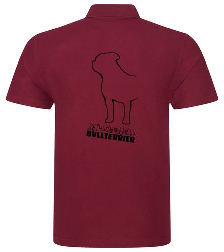Unisex Staffordshire Bullterrier Polo Shirt Burgundy (Black)