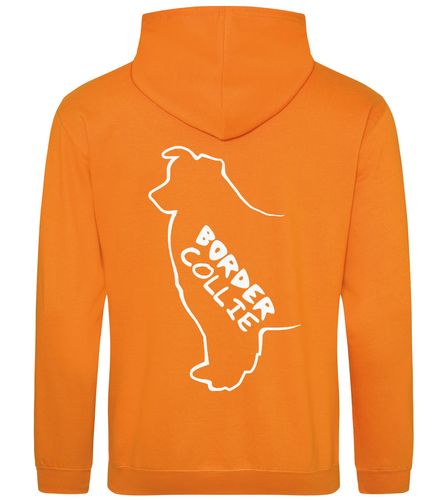 Unisex Border Collie Pullover Hoodie Orange Crush (White)