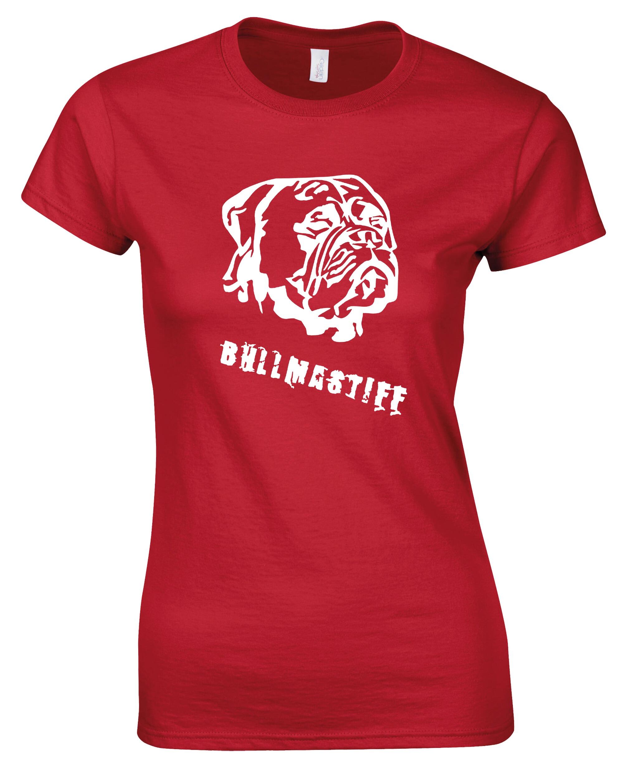 Female Bullmastiff T-Shirt Red (White)