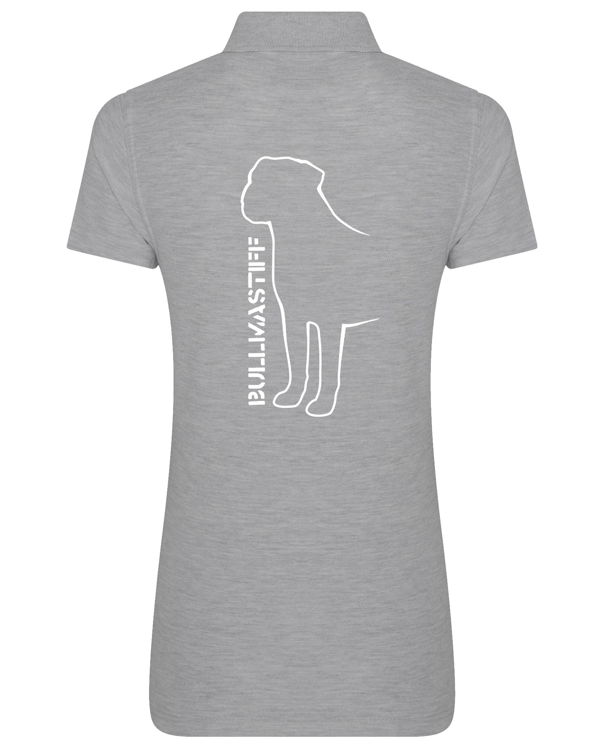 Female Bullmastiff (Standing) Polo Shirt Heather Grey (White)