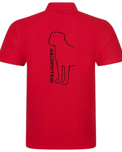 Unisex Bullmastiff (Standing) Polo Shirt Red (Black)