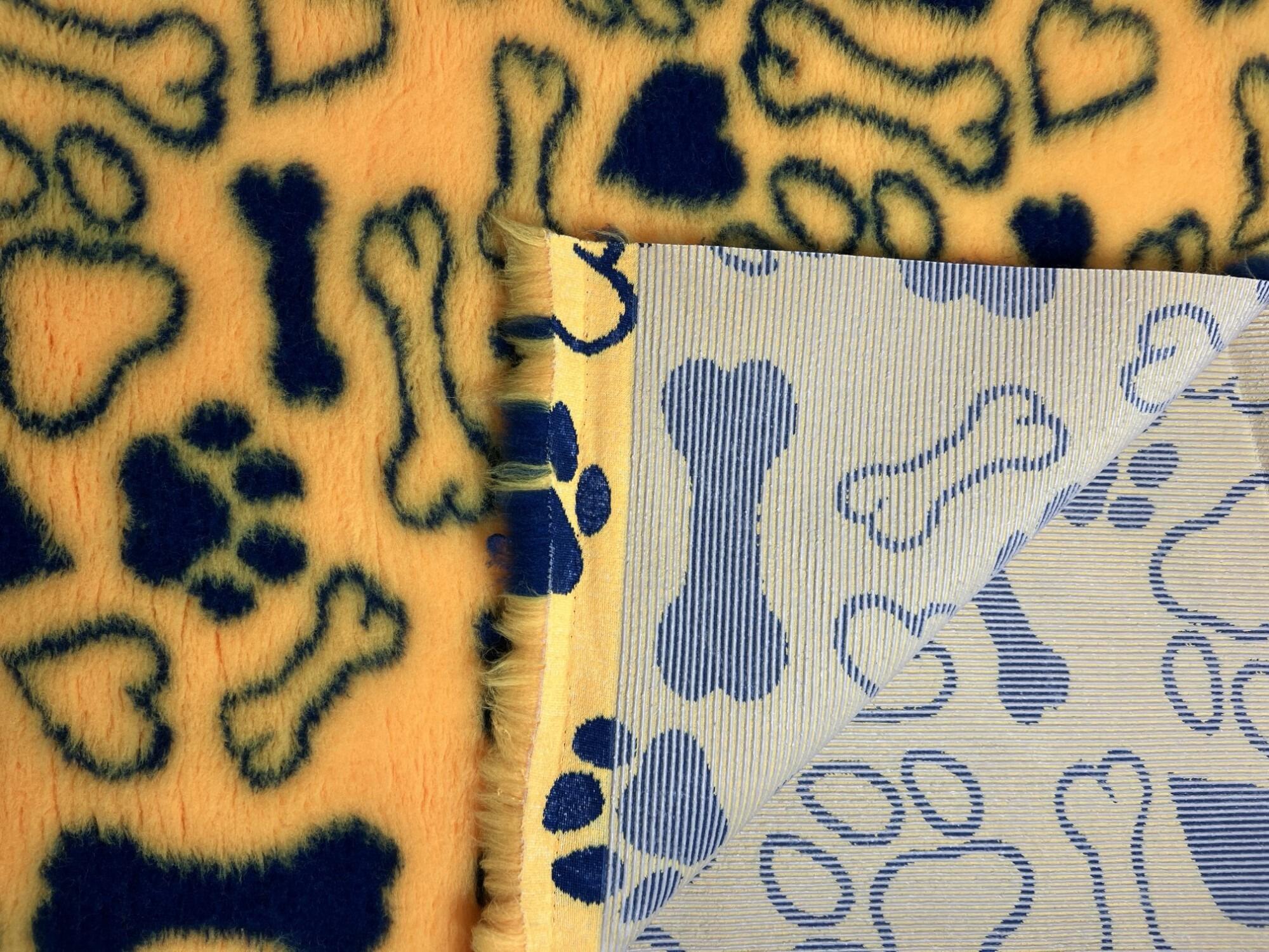 Exclusive Bederia Bedding for Dogs Rubber Backed Yellow Heart Paw Bone